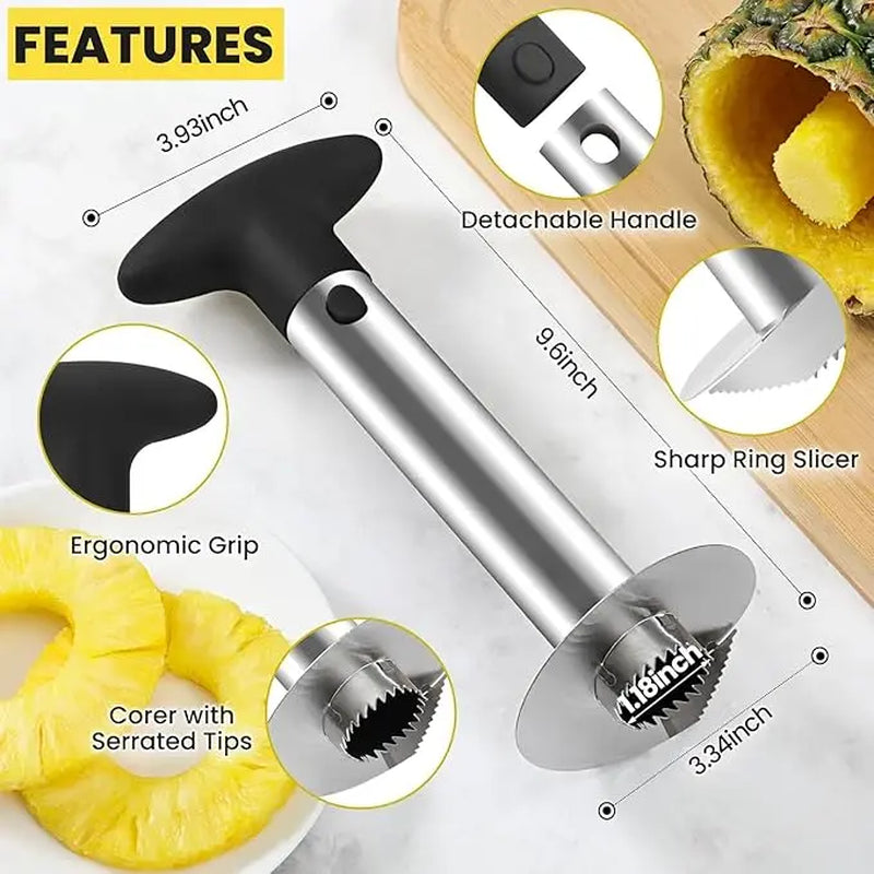 1Pc Stainless Steel Pineapple Peeler & Core Remover - 4-In-1 Multi-Functional Fruit Corer, Slicer, Cutter with Ergonomic Handle for Easy Safe Efficient Pineapple Prep - Kitchen Tools, Pineapple Corer and Slicer, Modern Kitchenware, Sharp Precision Blades