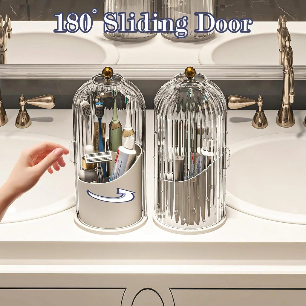 [Summervibes] 2-Count Toothbrush Holder Set - Modern Countertop Bathroom Decor, Stylish & Durable Toothpaste Organizer for Easy Storage