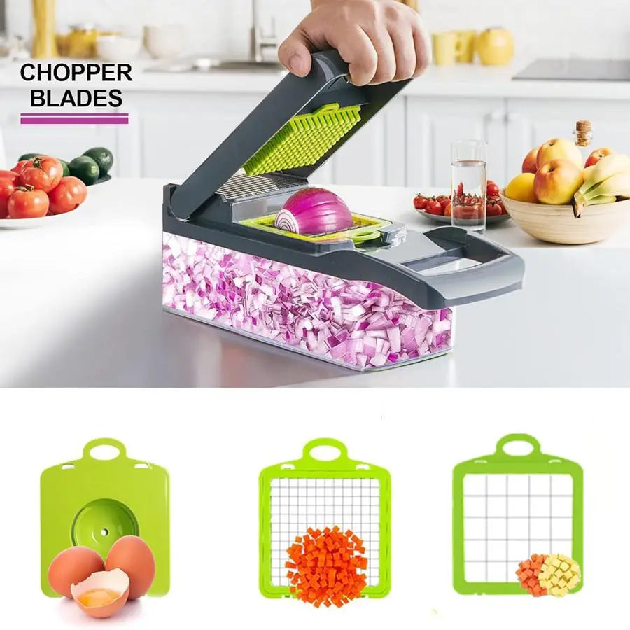 15-In-1 Multifunctional Vegetable Chopper, Durable Vegetable Slicer, Vegetable Cutter, Garlic Chopper, Onion and Potato Grater, Kitchen Shredder, Kitchen Accessories, Veggie Chopper, Fruit and Vegetable Slicer #GLOBAL PICKS