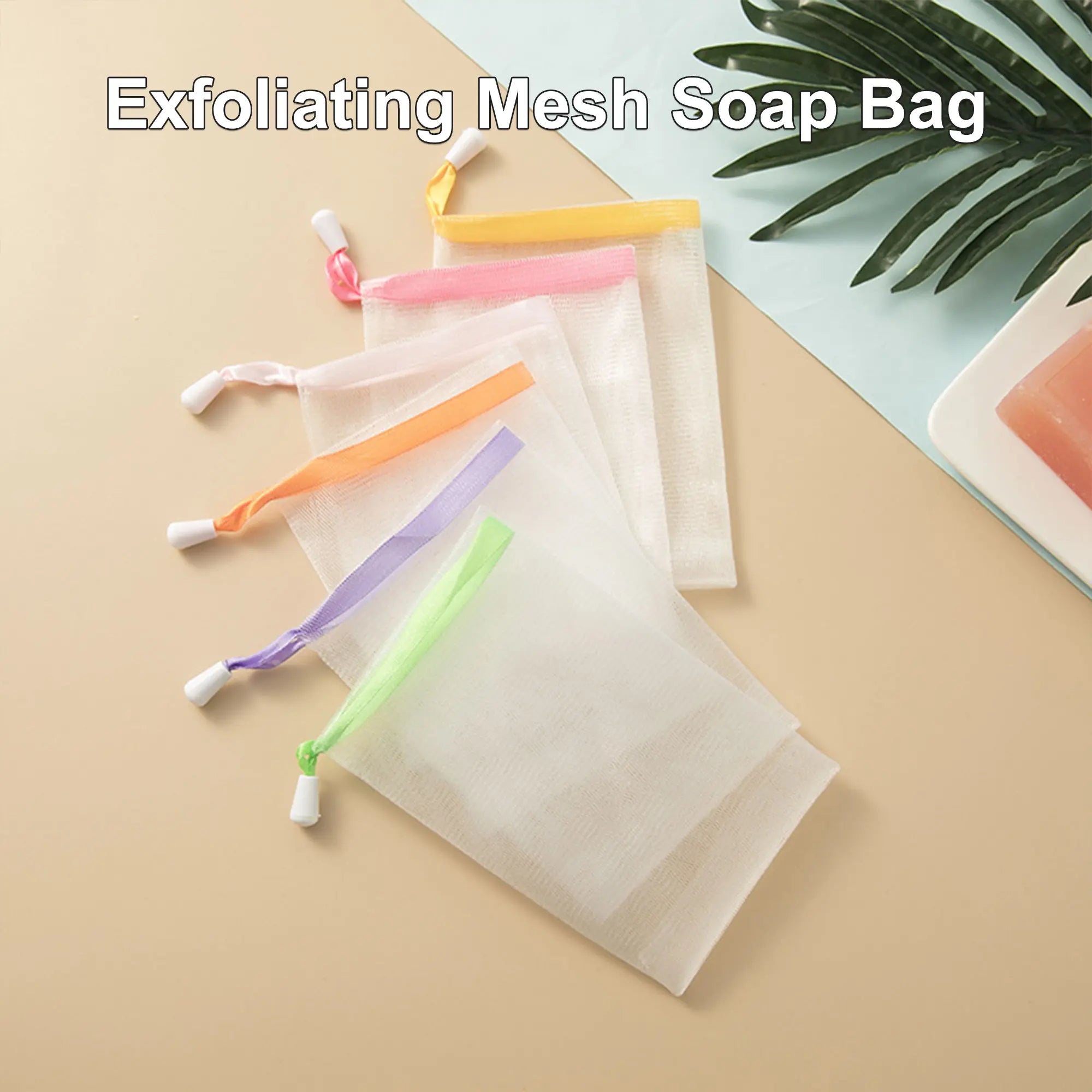 10 Counts Exfoliating Mesh Soap Saver Pouch, Drawstring Closure, Rich Foam Creation, Random Color