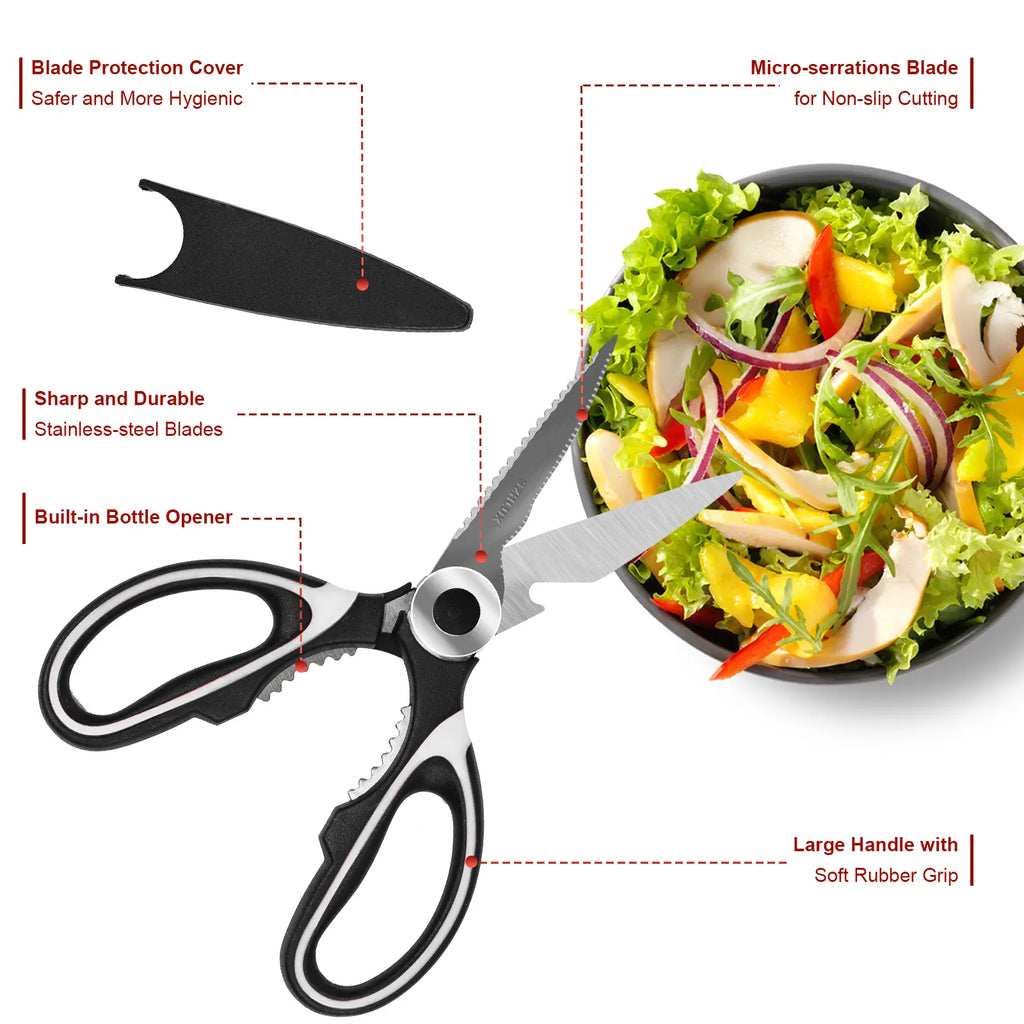 SZHLUX 2-Pack Kitchen Scissors Heavy Duty, Premium Sharp Kitchen Shears for Food, Meat, Fish, Bones, Poultry, and Vegetables, Multi-Purpose Stainless Steel Cooking Scissors