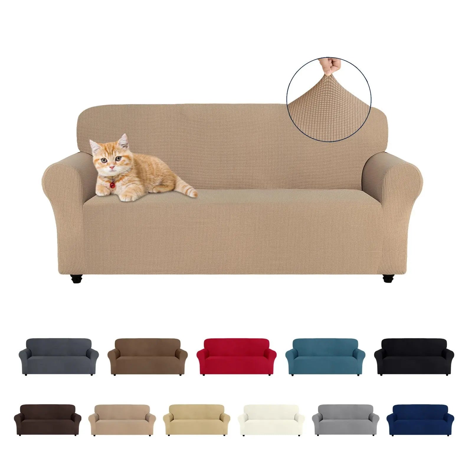 Easy-Going Stretch Sofa Slipcover for 1/2/3 Seats, Pet-Friendly Couch Cover, Washable Soft with Elastic Bottom, Polyester Spandex Jacquard Fabric, Sofa Makeover, Livingroom Decor, Furniture Protector