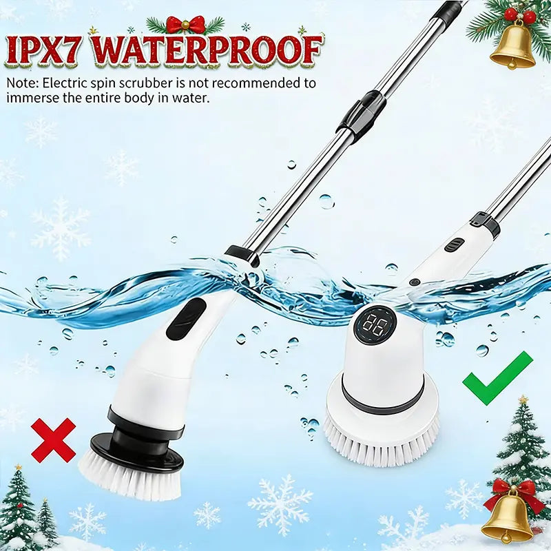 【Mother'S Day Gift】Electric Spin Scrubber Cordless Shower Scrubber with Lpx7Waterproof Brush Multi-Surface Uselong Battery Life 3 Adjustable Speed Extendable Handle 9Replaceable Brush Heads Multi-Purpose Cleaning Kit Forbathroom Kitchen Utensils, Cool Te