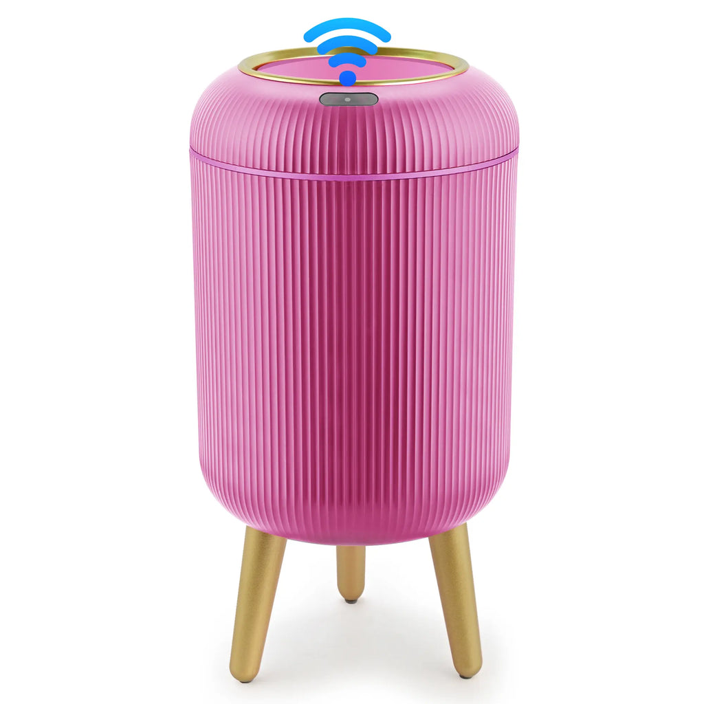 Pukomc Smart Sensor Waterproof Trash Can - Flip Top, Cute Nordic Style Design Springtok Homewares Space Saving Bins White Automatic Dispenser Bathroom Accessories