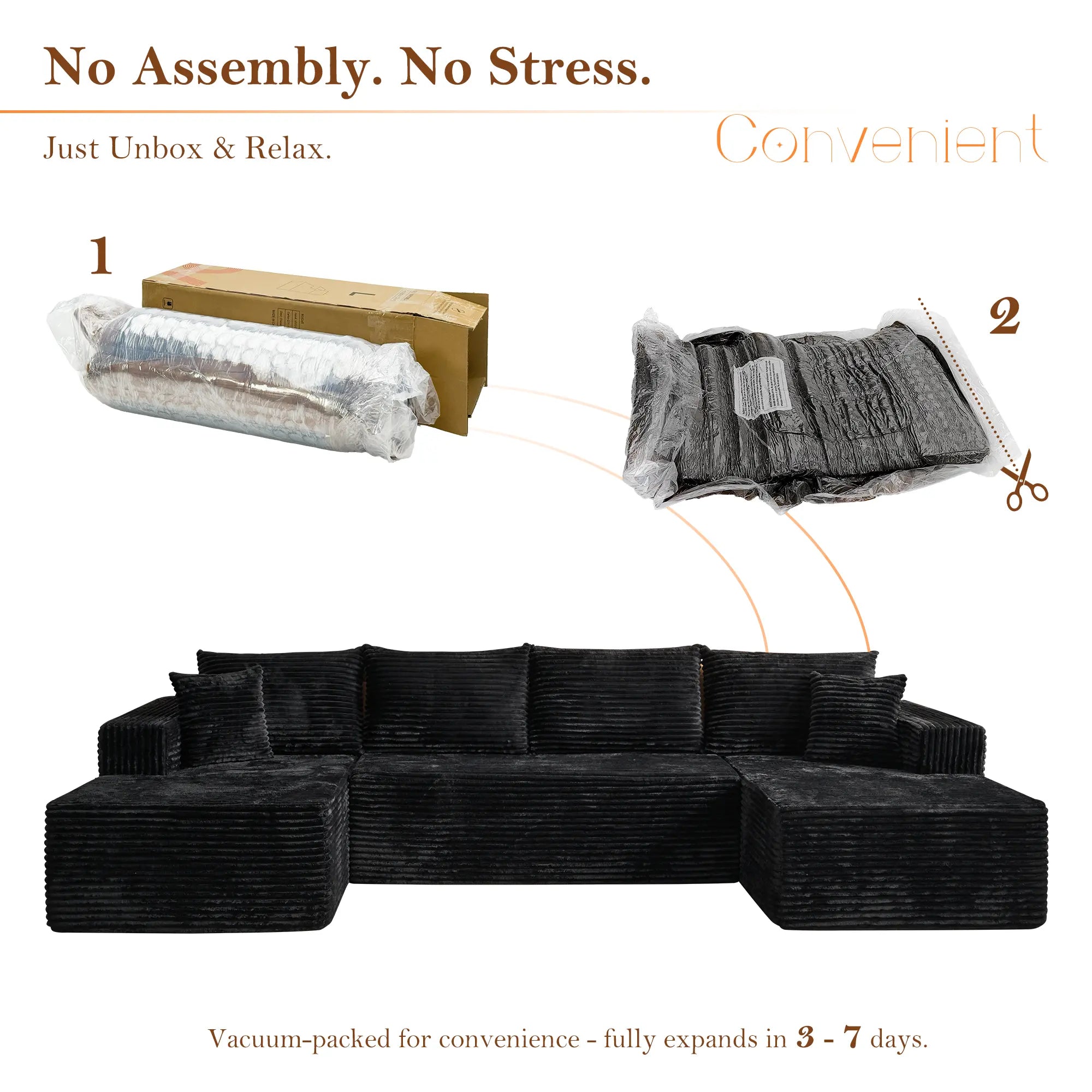【Summer Vibes】Xizzi 135" U-Shape Sectional Cloud Couch with Chaise Modular Deep Seating Sofa, Premium High-Density Foam & Plush Corduroy, Upholstered Soft Couch, Modern Living Room Furniture Durable Comfortable Design, No Assembly Required