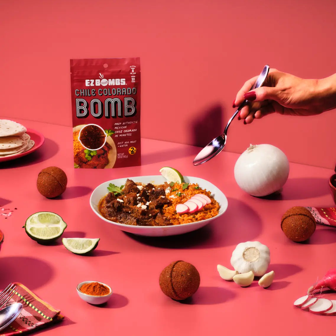EZ BOMBS Chile Colorado Bombs 2 Bombs per Pack - Authentic Mexican Seasoning Spice Bomb for Traditional Chile Colorado