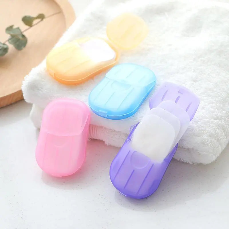 Travel 80Pcs/4Boxes Disposable Soap Paper, Portable Travel Soap Sheet with Storage Box, Camping Hygiene Cleansing Hand Washing Soap Paper for Outdoor