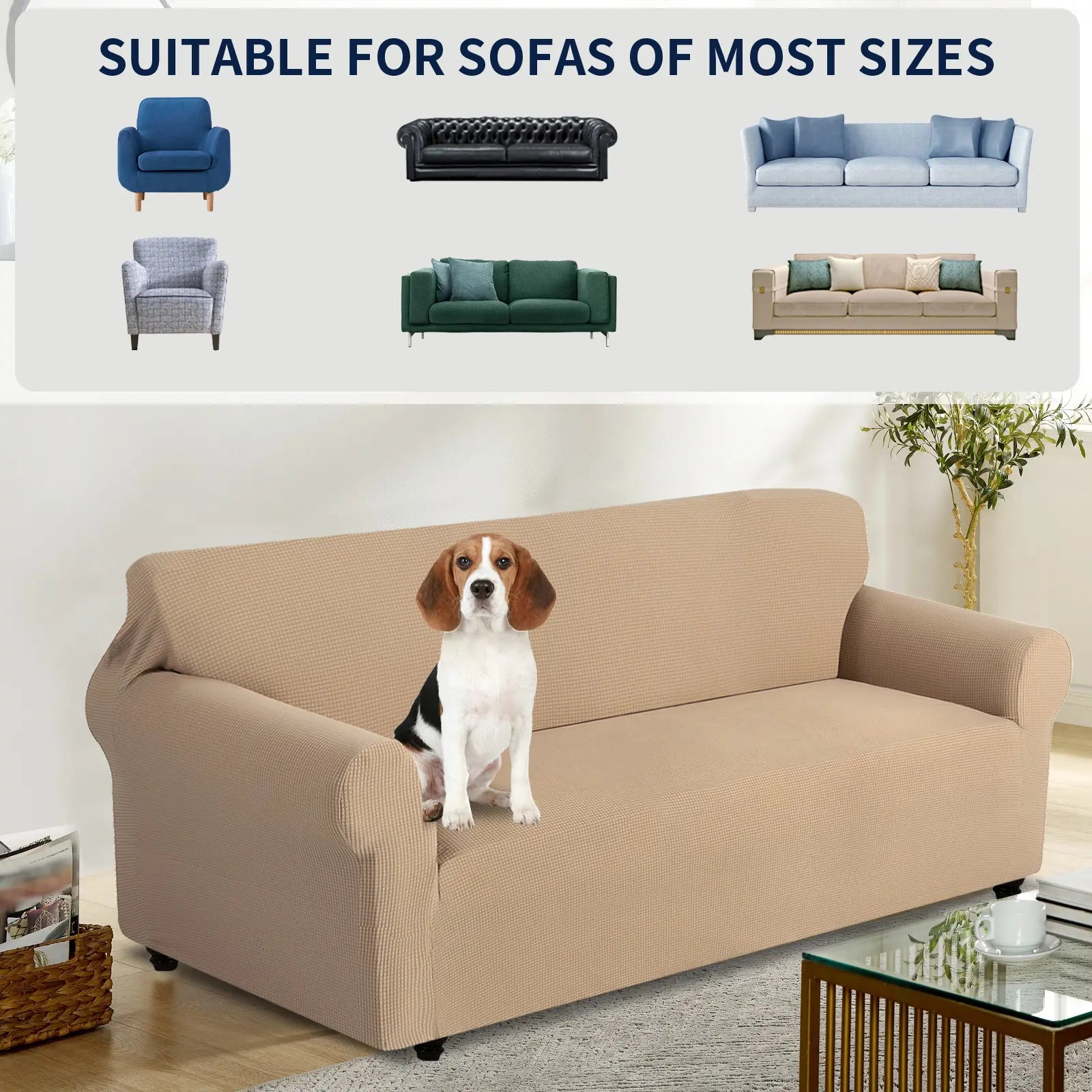 Easy-Going Stretch Sofa Slipcover for 1/2/3 Seats, Pet-Friendly Couch Cover, Washable Soft with Elastic Bottom, Polyester Spandex Jacquard Fabric, Sofa Makeover, Livingroom Decor, Furniture Protector