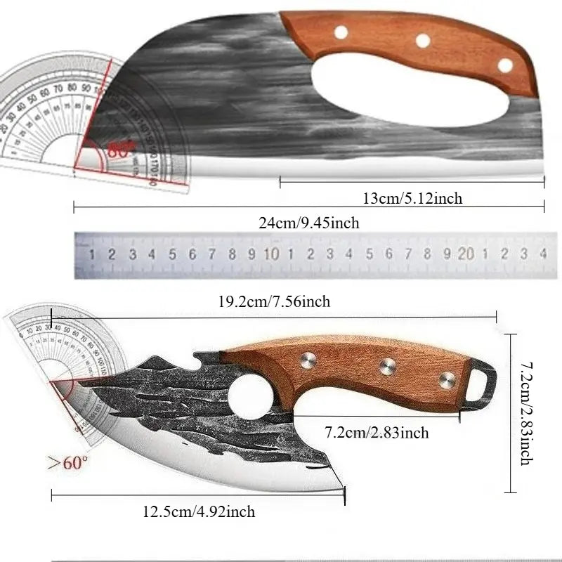 Buy 1 Get 1 Free Forged Kitchen Knife Set - Sharp Durable Meat Cleaver Chef Knife, Ergonomic Non-Slip Handle, Precision Cutting Bone Chopper Gift Box