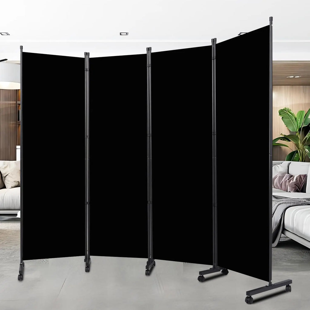 Portable Room Divider - 4 Panel Folding Privacy Screens | Freestanding Fabric Room Divider with Wheels for Home, Office & Hospital - Versatile Partition for Room Separation Furniture Interior