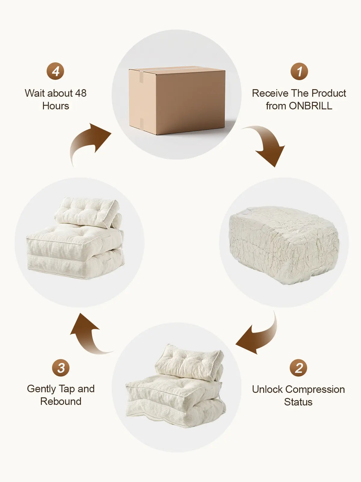 【Dealsforyoudays】Onbrill Folding Sofa Bed with Pillow, Convertible Sleeper Chair with Back Support, Corduroy Portable Fold Out Chair Bed, Comfy Floor Sofa Lounge for Living Room, Single
