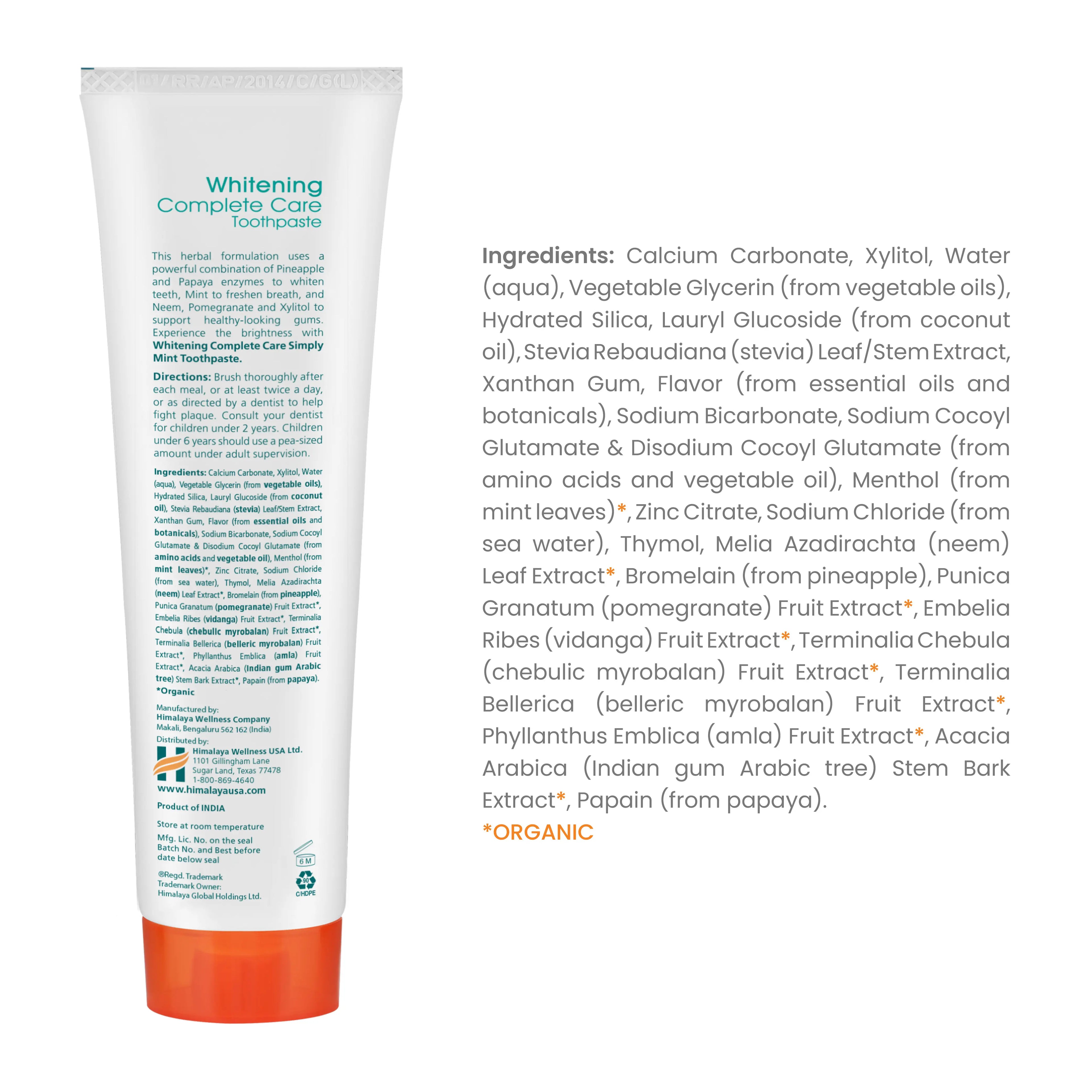Himalaya Botanique Complete Care Whitening Toothpaste, Simply Mint, for a Clean Mouth, Whiter Teeth and Fresh Breath, 5.29 Oz