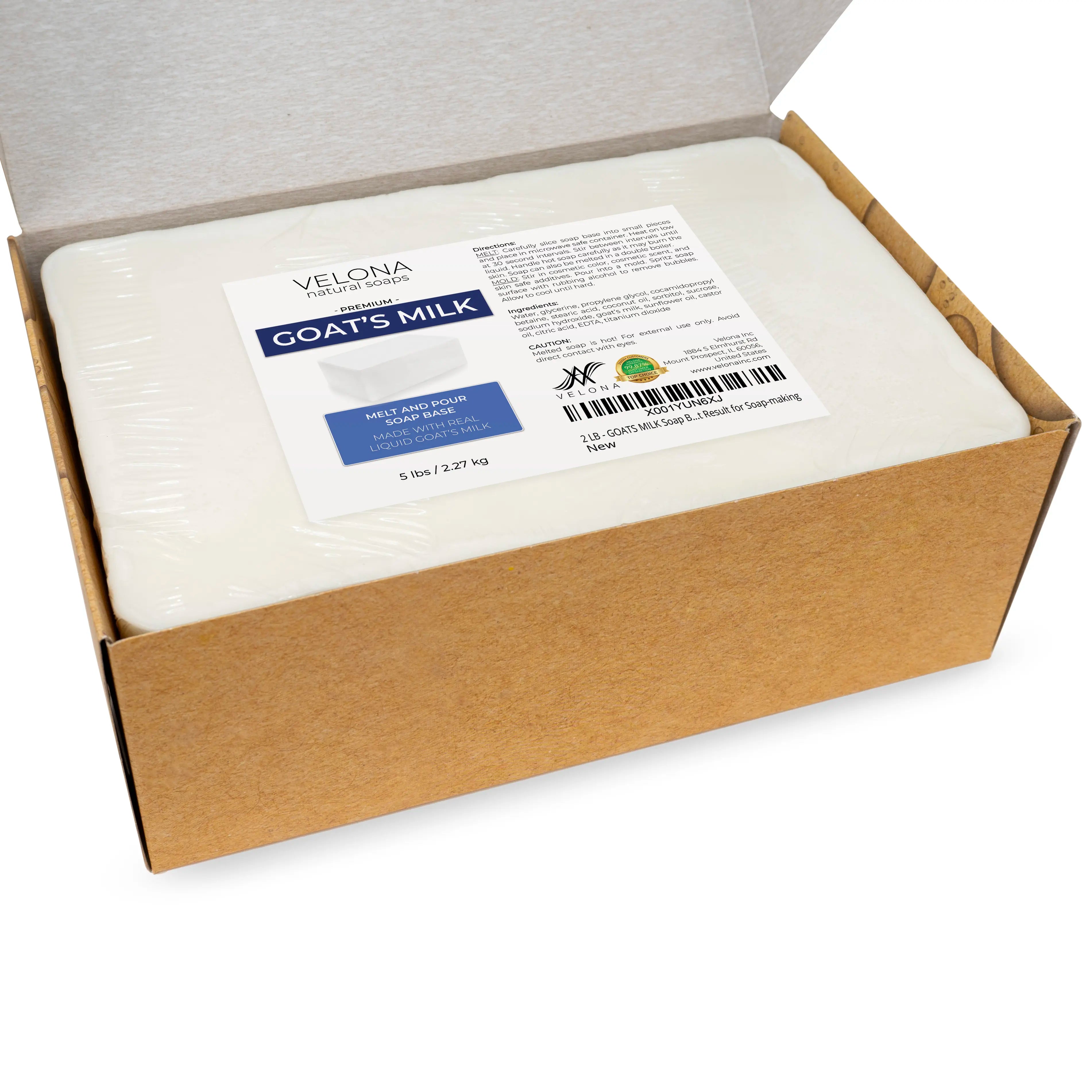 5 LB - Goats MILK Soap Base by Velona | SLS/SLES Free | Melt and Pour | Natural Bars for the Best Result for Soap-Making