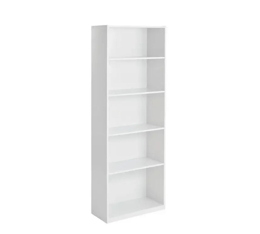 5-Shelf Wood Bookcase with Adjustable Shelves Sturdy Storage Cabinet for Books Décor & Office Supplies Space-Saving Vertical Bookshelf White Finish