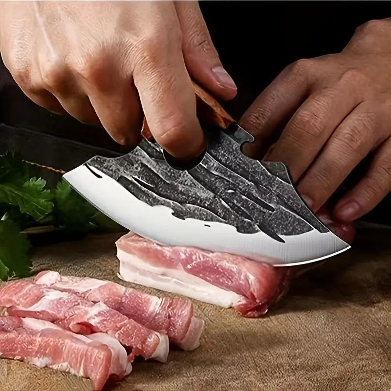Buy 1 Get 1 Free Forged Kitchen Knife Set - Sharp Durable Meat Cleaver Chef Knife, Ergonomic Non-Slip Handle, Precision Cutting Bone Chopper Gift Box