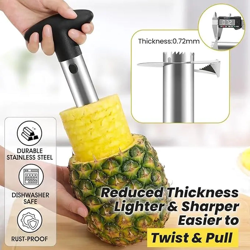 1Pc Stainless Steel Pineapple Peeler & Core Remover - 4-In-1 Multi-Functional Fruit Corer, Slicer, Cutter with Ergonomic Handle for Easy Safe Efficient Pineapple Prep - Kitchen Tools, Pineapple Corer and Slicer, Modern Kitchenware, Sharp Precision Blades