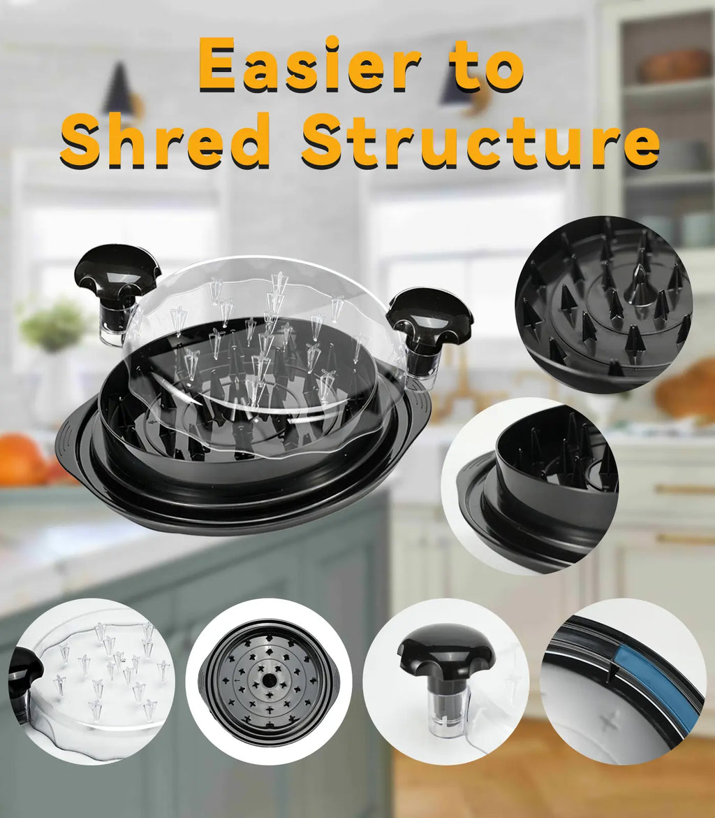 Chicken Shredder Tool Twist, Visible Chicken Breast Grinder Machine for Ground Food, Meat & Vegetables (Elegant Black) Slicer Kitchen
