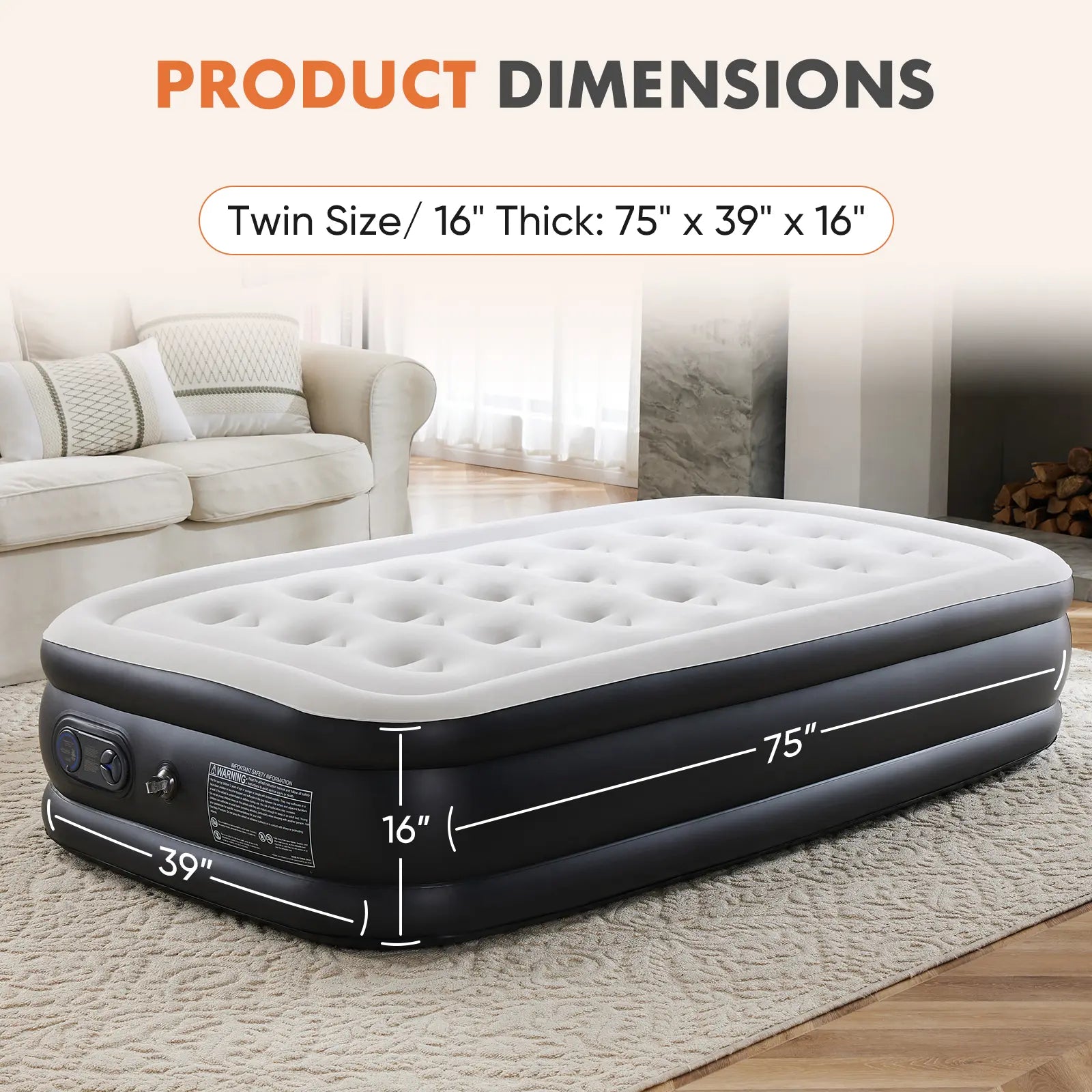 Air Mattress - Inflatable Blow up Mattress Airbed with Built-In Pump, Double Height, Adjustable Portable for Home or Camping