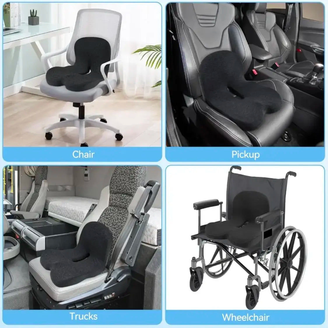 Fathersday Gifts Non-Slip Memory Foam Seat Skin-Friendly Extended Zipper Easy Remove Wash Back Support Cushion
